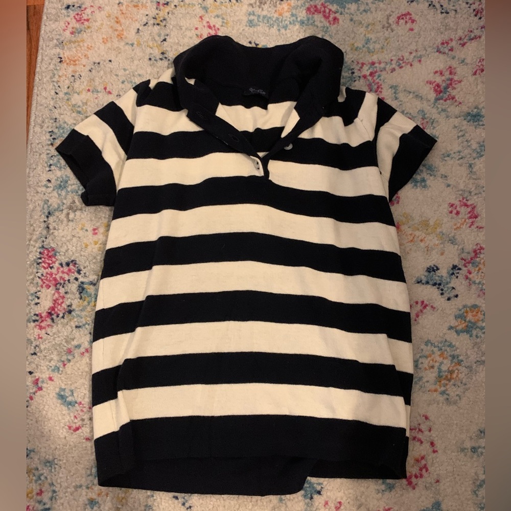 BRANDY MELVILLE Short Sleeve Collared Striped Top (one size)